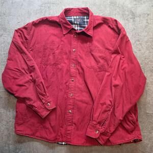 Wrangler Button Up Shirt Mens 3XL Red Twill Flannel Lined Long Sleeve Casual